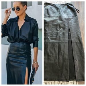 Ellen Tracy leather full length side slit skirt
